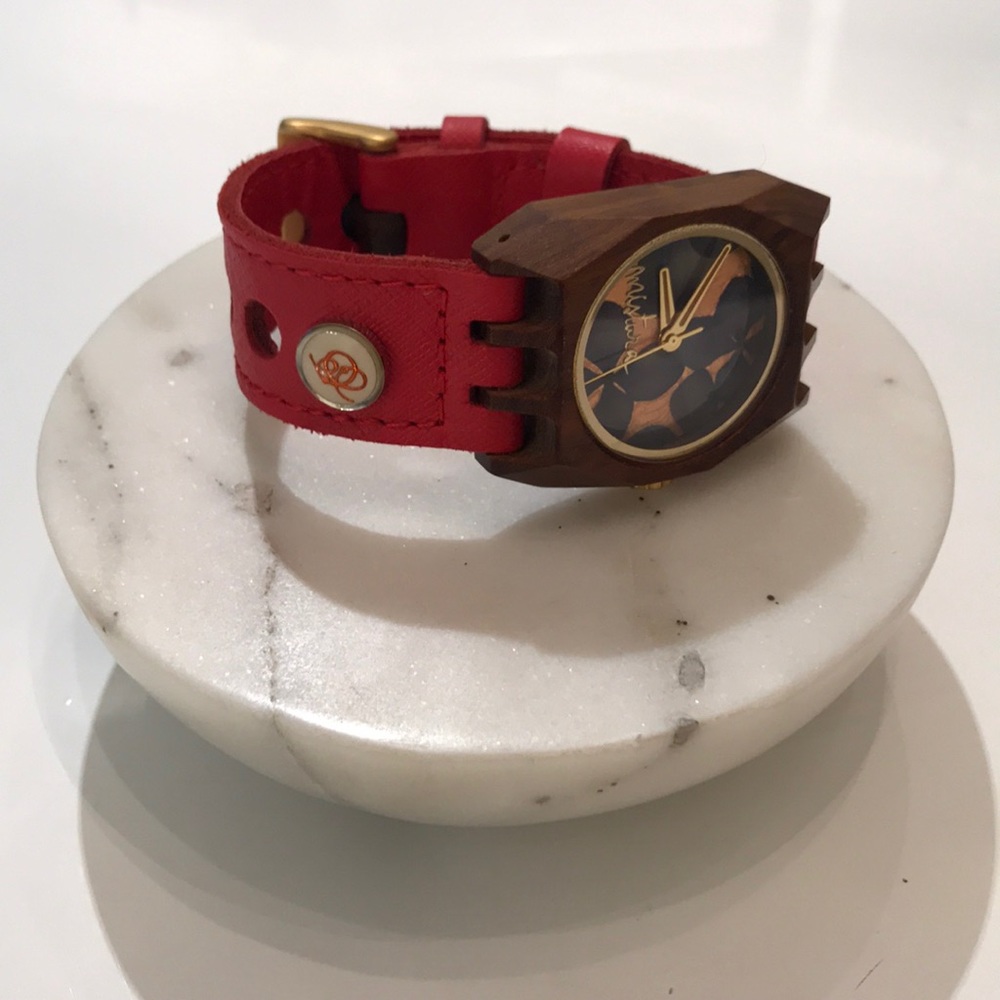 Volcano Wood Watch with Flowers